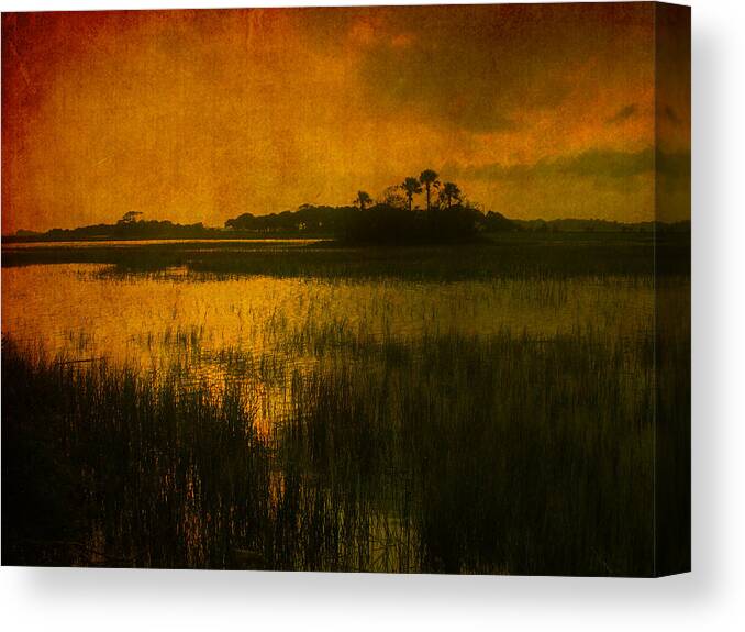Marsh Scene Canvas Print featuring the photograph Marsh Island Sunset by Susanne Van Hulst