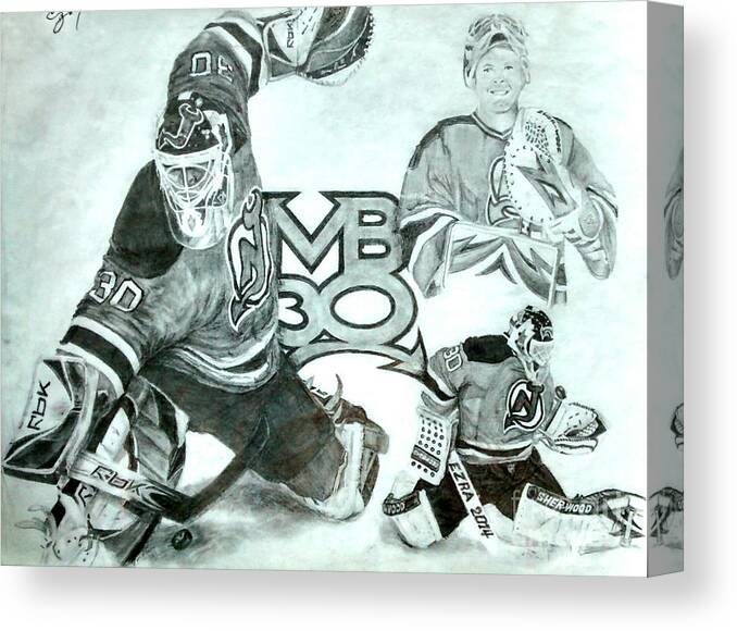 Martin Canvas Print featuring the drawing Martin Brodeur by Ezra Strayer