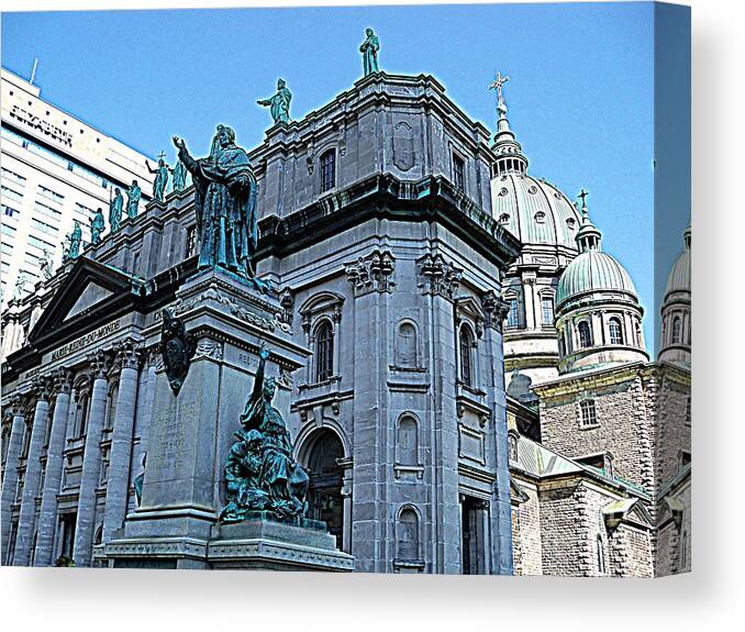 Montreal Canvas Print featuring the photograph Mary Queen of The World Cathedral - Side View in HDR by Lingfai Leung