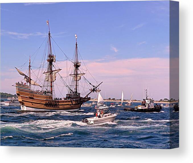 Mayflower Ii Canvas Print featuring the photograph Mayflower II out to sea by Janice Drew
