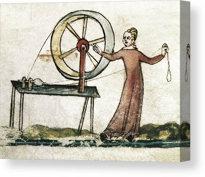 Horizontal Canvas Print featuring the photograph Medieval Spinster. Miniature In The by Everett