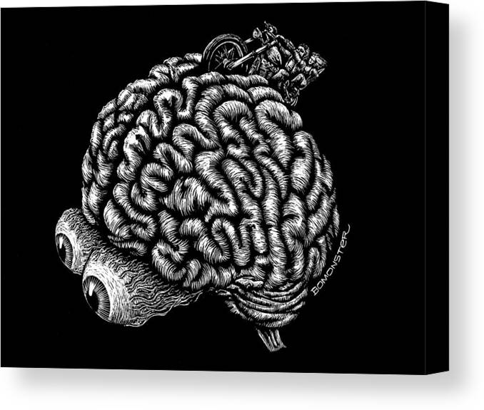 Brain Canvas Print featuring the drawing Memory Lane by Bomonster 
