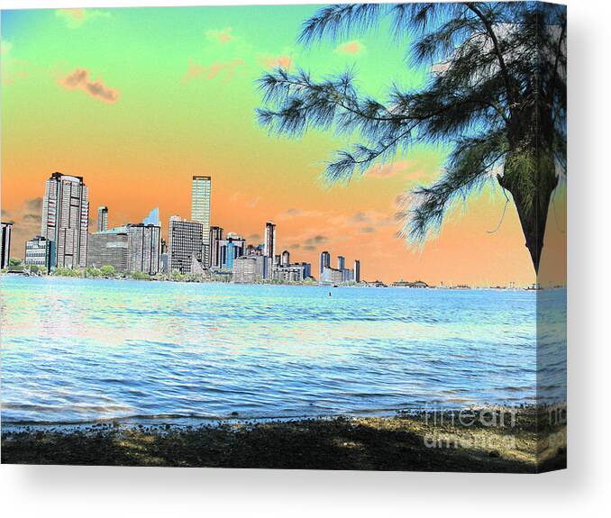 Miami Canvas Print featuring the photograph Miami Skyline Abstract II by Christiane Schulze Art And Photography
