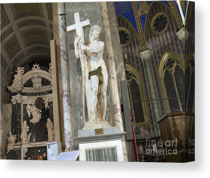 Italy Canvas Print featuring the photograph Michelangelo's statue of St John the Baptist by Brenda Kean