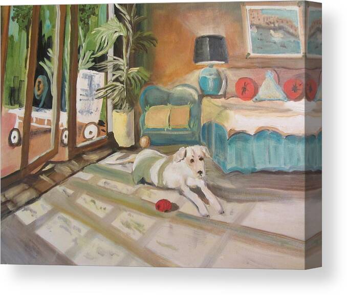 Dogs Canvas Print featuring the painting Midmorning Nap by Dody Rogers