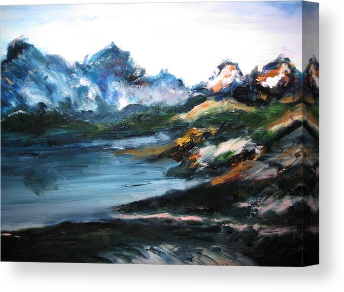 Landscape Of Mountains Canvas Print featuring the painting Miracle in Chile by Lucille Valentino