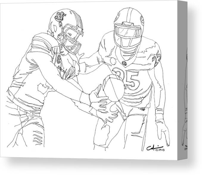 5 Canvas Print featuring the drawing Miracle in Jordan Hare by Calvin Durham