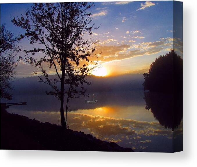Fishing Canvas Print featuring the photograph Misty Reflections by David Dehner