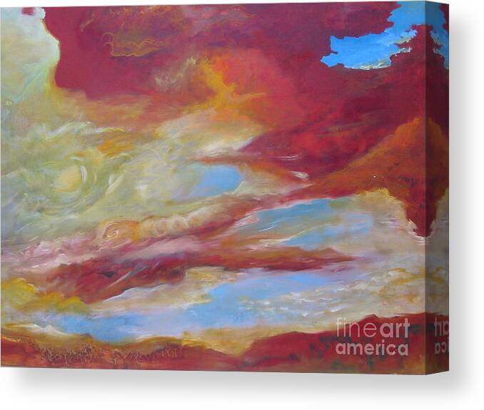 Line And Color Canvas Print featuring the painting Mixed Emotions by Myra Maslowsky