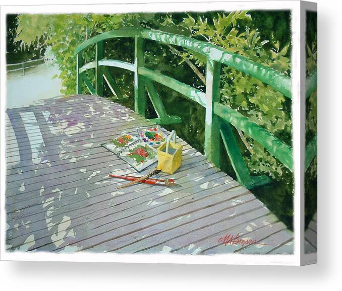 Monet's Garden Canvas Print featuring the painting Monet's Bridge by Maryann Boysen