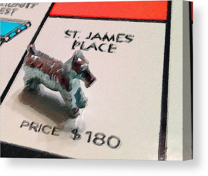 Monopoly Canvas Print featuring the painting Monopoly Board Custom Painting St James Place by Tony Rubino