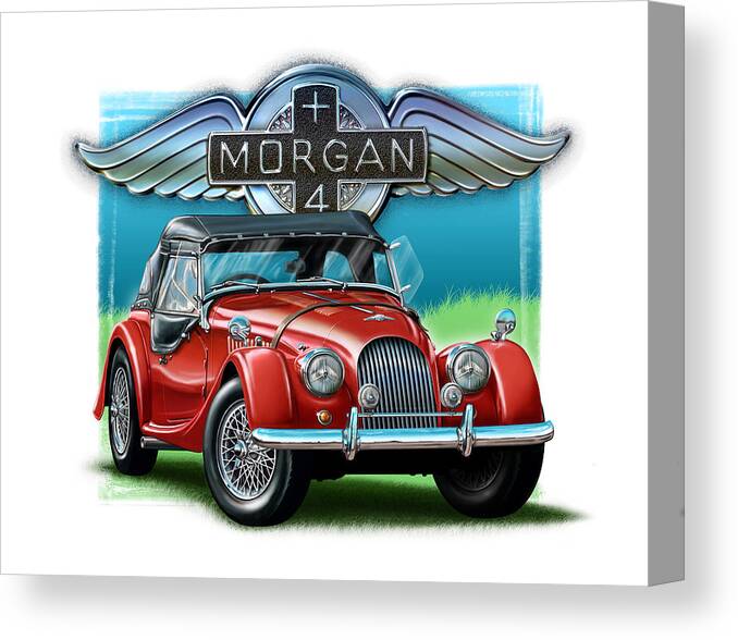 Morgan Canvas Print featuring the painting Morgan Plus 4 in Red by David Kyte