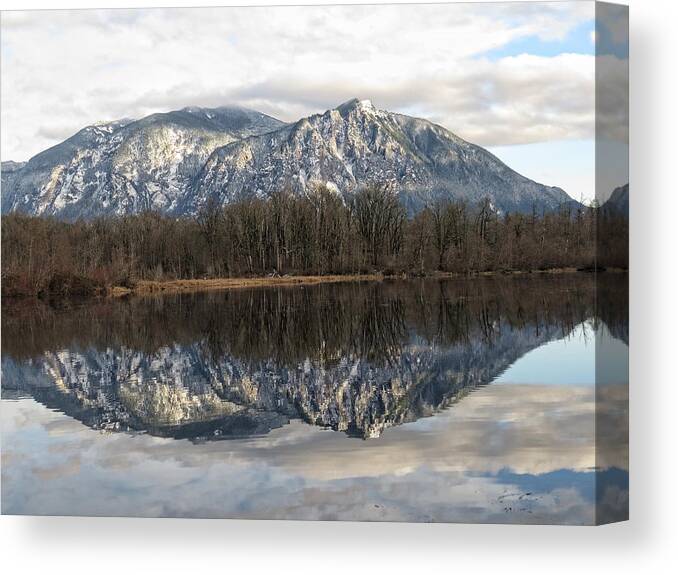 Mount Si Canvas Print featuring the photograph Mt Si from Mill Pond 2 by Helaine Cummins