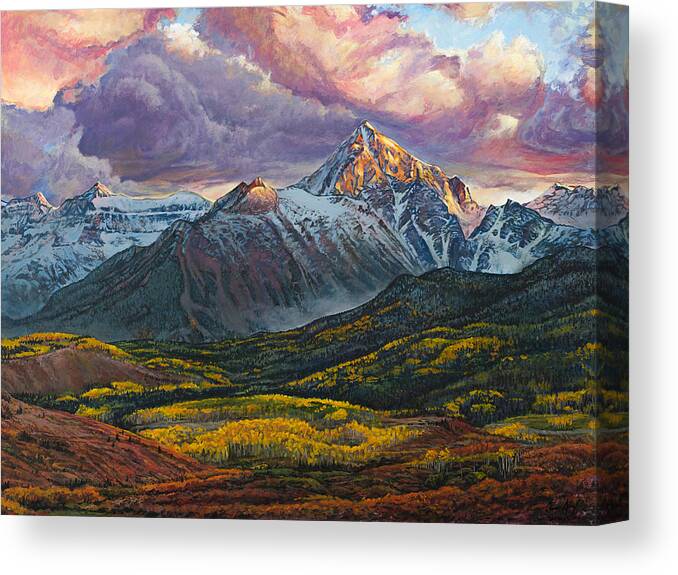 Sneffels Canvas Print featuring the painting Mt. Sneffels by Aaron Spong
