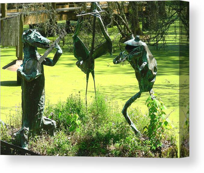 Sculptures Canvas Print featuring the digital art Music in the Park by Jean Wolfrum