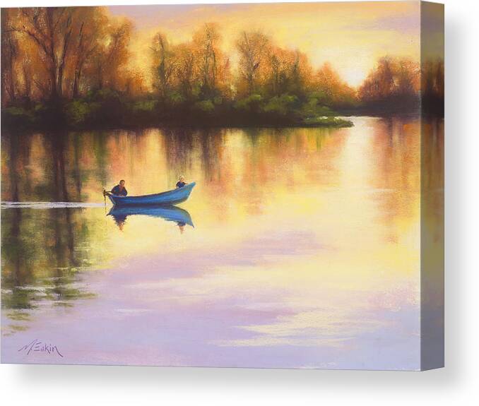 Boats Canvas Print featuring the painting My Day With Dad by Marjie Eakin-Petty