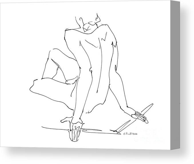 Male Canvas Print featuring the drawing Naked-Men-Art-15 by Gordon Punt