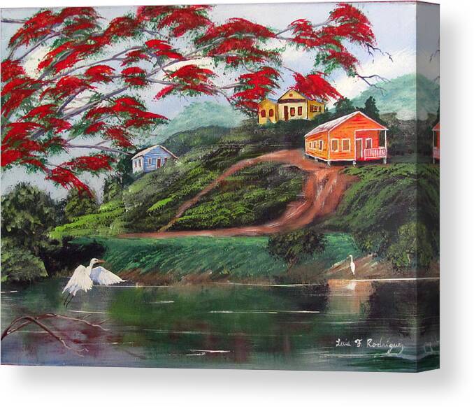 Wooden Homes Canvas Print featuring the painting Natural High by Luis F Rodriguez