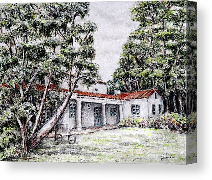 Santa Barbara Canvas Print featuring the drawing Nature and architecture by Danuta Bennett