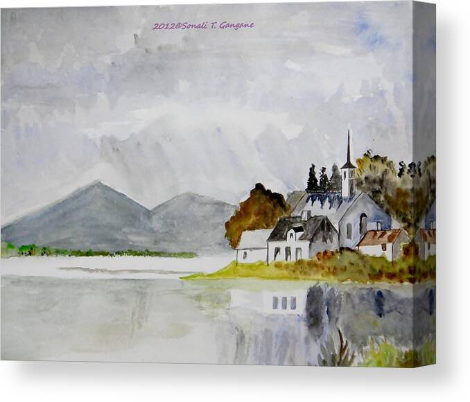 Landscape Canvas Print featuring the painting Nature's painting by Sonali Gangane