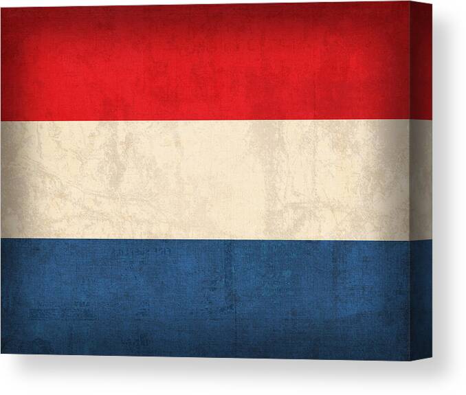 Netherlands Flag Vintage Distressed Finish Holland Europe Country Nation Dutch Canvas Print featuring the mixed media Netherlands Flag Vintage Distressed Finish by Design Turnpike