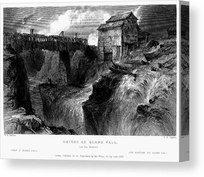 1839 Canvas Print featuring the painting New York Glens Fall, 1839 by Granger