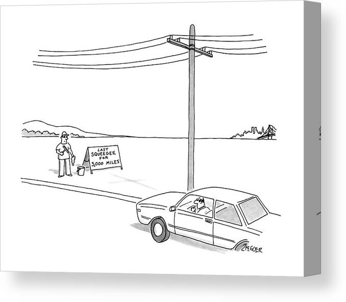 Autos Canvas Print featuring the drawing New Yorker August 11th, 1986 by Jack Ziegler