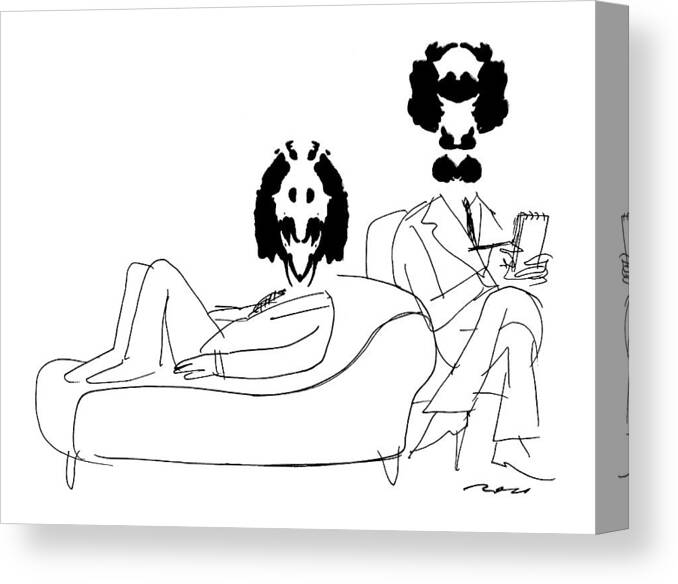 Artkey 43950 Man Is Sitting On Psychiatrists Couch Canvas Print featuring the drawing New Yorker August 12th, 1974 by Al Ross
