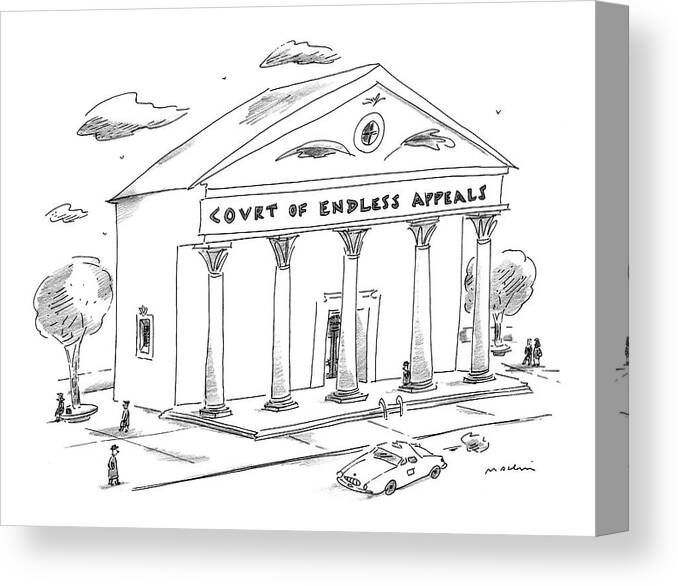Courthouses Canvas Print featuring the drawing New Yorker January 5th, 1998 by Michael Maslin