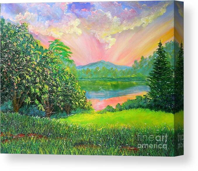 Nixon Canvas Print featuring the painting Nixon' Majestic Day At Gregg's Pond by Lee Nixon