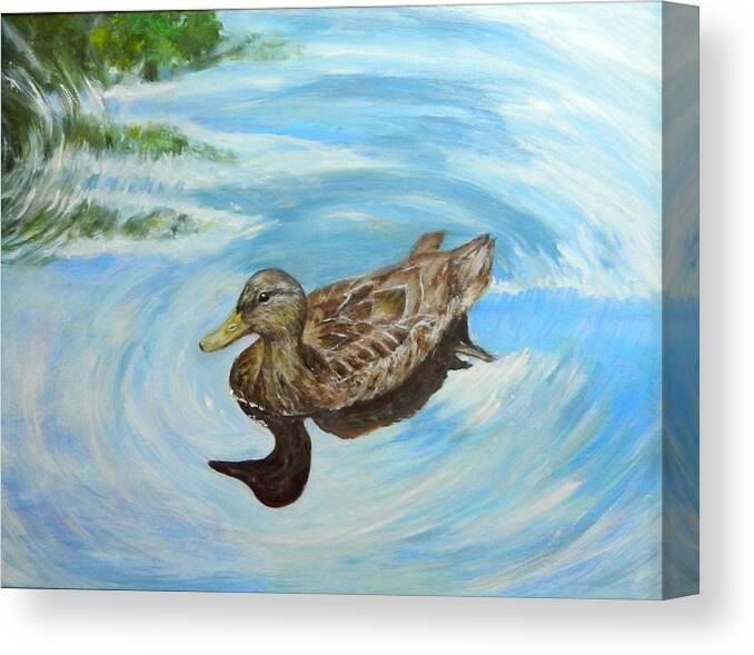 Mallard Canvas Print featuring the painting Noah's Duck by Sandra Nardone