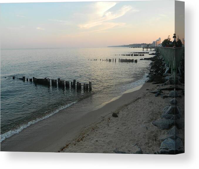 Sunset Canvas Print featuring the photograph North Beach Sunset by Emmy Vickers