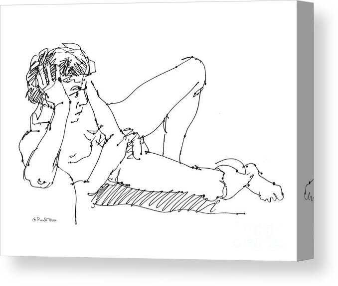 Male Canvas Print featuring the drawing Nude Male Drawings 5 by Gordon Punt