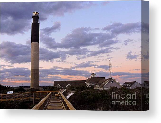 Art Canvas Print featuring the photograph Oak Island Lighthouse from Caswell by Shelia Kempf