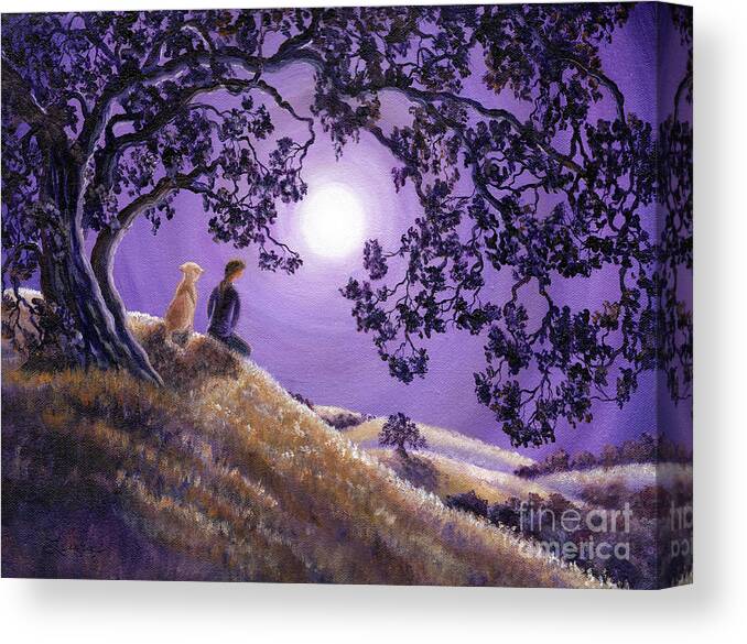 Zen Canvas Print featuring the painting Oak Tree Meditation by Laura Iverson