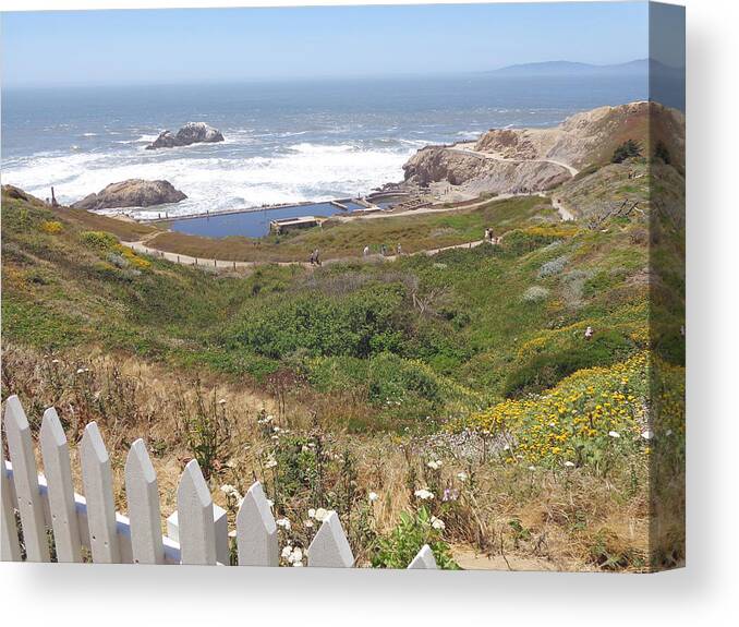 Ocean Beach Canvas Print featuring the pyrography Ocean beach1 by Hiroko Sakai