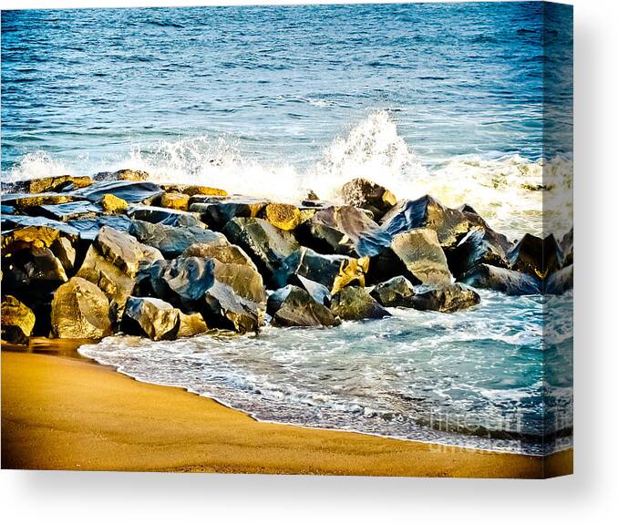 Ocean Canvas Print featuring the photograph Ocean Jetty by Colleen Kammerer