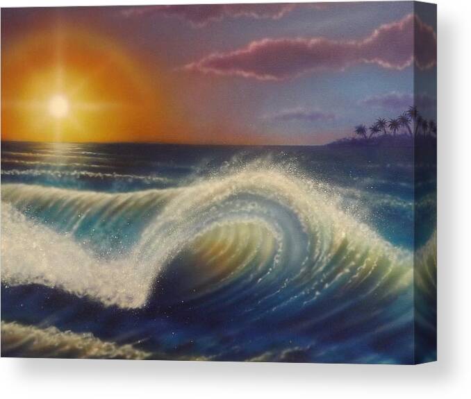 Ocean Canvas Print featuring the painting Ocean Wave by Darren Robinson