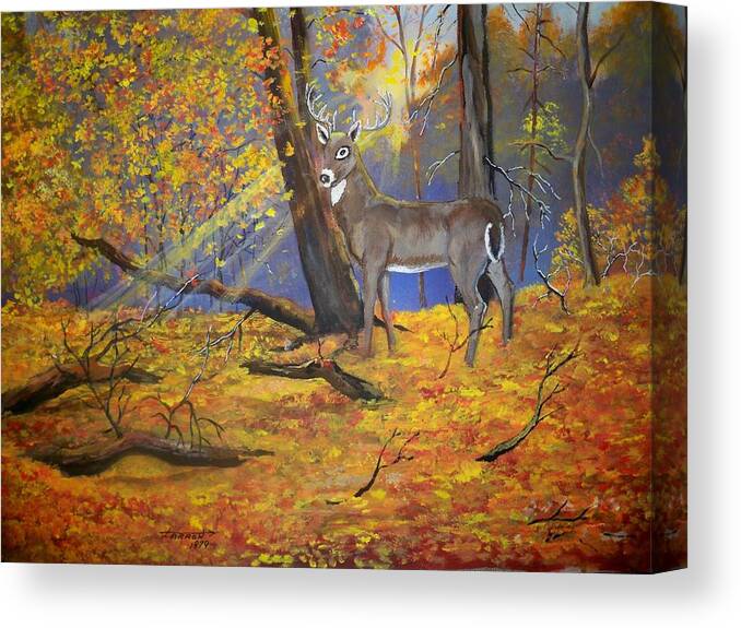 Ohio Canvas Print featuring the painting Ohio Buck by Dave Farrow