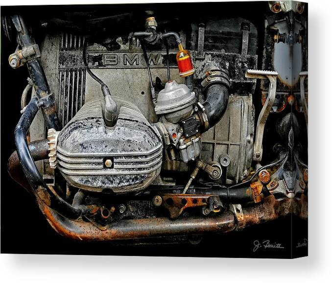 Motorcycle Canvas Print featuring the photograph Old Age B M W by Joe Bonita