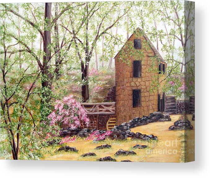 North Little Rock Arkansas Canvas Print featuring the painting Old Mill Back Trail by Vivian Cook