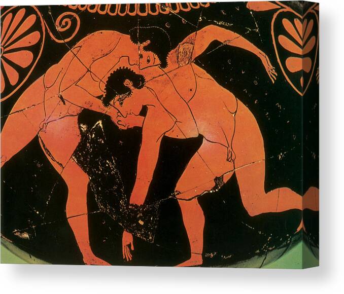Science Canvas Print featuring the photograph Olympic Games, Wrestling, Red-figure by Science Source