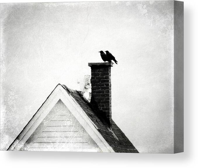 Crows Canvas Print featuring the photograph On The Chimney by Zinvolle Art