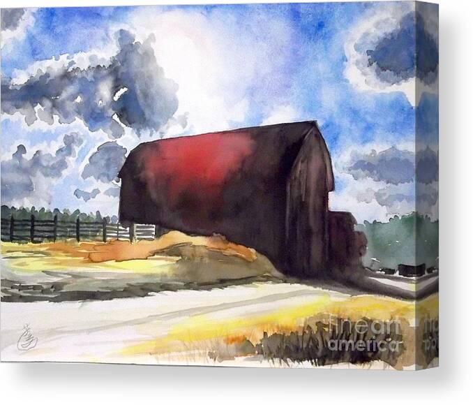 Landscape Canvas Print featuring the painting On The Macon Road. - Saline Michigan by Yoshiko Mishina