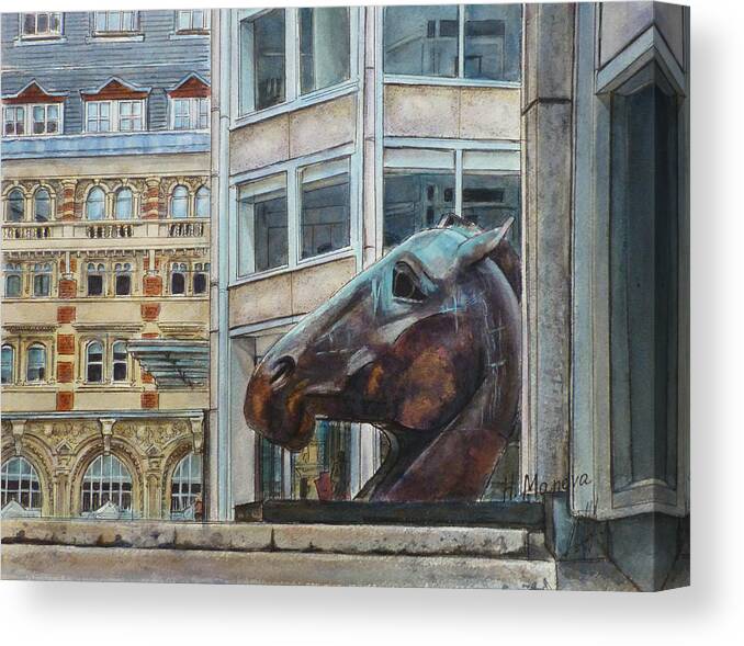 Piccadilly Canvas Print featuring the painting On the Way to Piccadilly by Henrieta Maneva