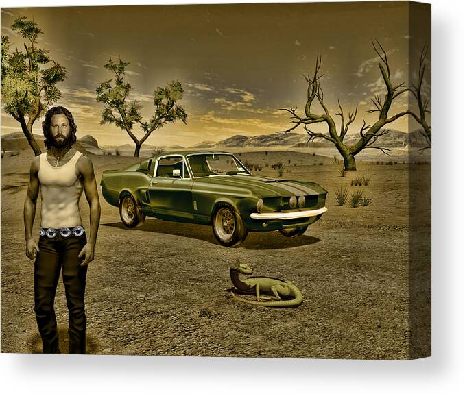 Jim Morrison Canvas Print featuring the digital art One Cobra A Lizard and Their King by Michael Cleere