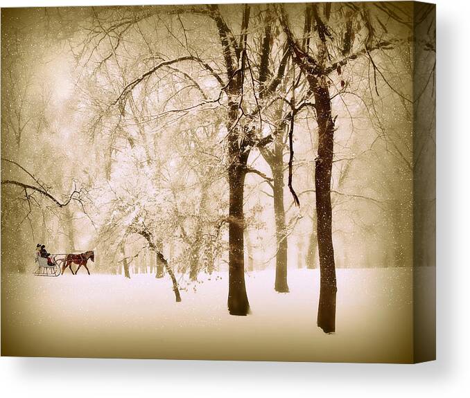 Winter Canvas Print featuring the photograph One Horse Open Sleigh by Jessica Jenney