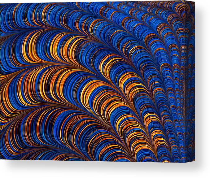 Orange Canvas Print featuring the digital art Orange and blue abstract pattern by Matthias Hauser
