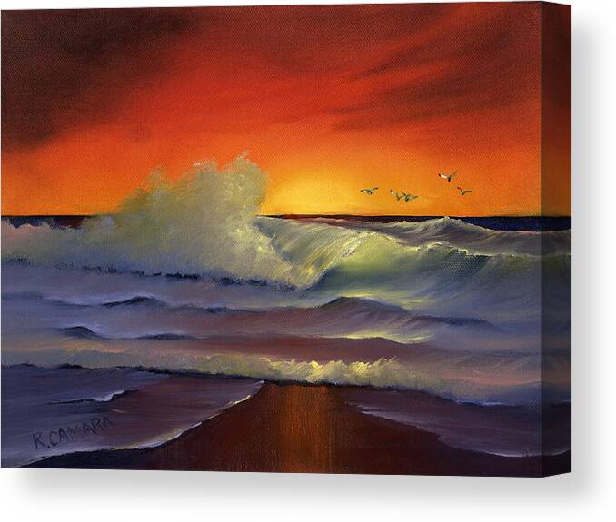 Seascape Canvas Print featuring the painting Orange Glow by Kathie Camara