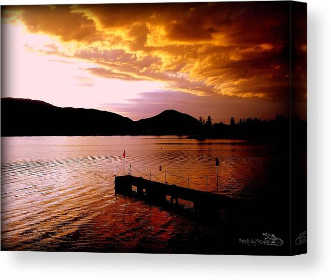 Sunset Canvas Print featuring the photograph Orange Sunset Skaha Lake by Guy Hoffman